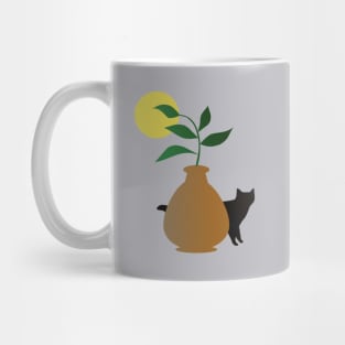 Brown Pot and Black Cat Mug